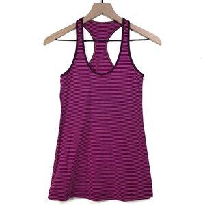 Lululemon Cool Racerback Stripe Tank Top 6 Pink‎ Purple Raspberry Plum